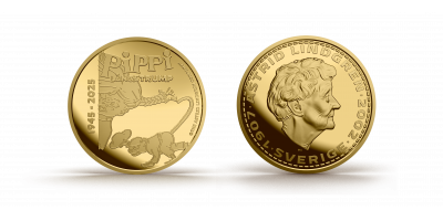Pippi Långstrump 80år 1945-2025 Jubileumsmedalj Förgylld       